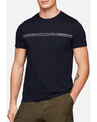 Tommy Hilfiger - Striped Logo Cotton T-shirt - Lyst