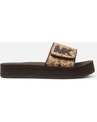 MICHAEL Michael Kors Mk Platform Slide Sandals - Brown