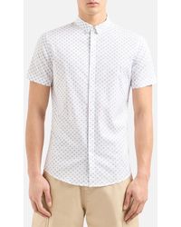 Armani Exchange - Logo-print Cotton-blend Shirt - Lyst