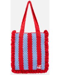 Damson Madder - Frill Striped Crochet Bag - Lyst
