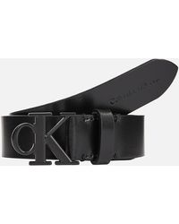 Calvin Klein - Round Mono Pebble-grained Leather Belt - Lyst