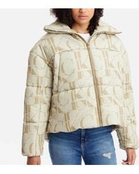 Calvin Klein AOP Oversized Puffer Jacket - Natur