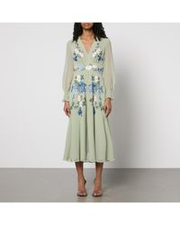 Hope & Ivy - Marissa Embroidered Chiffon Midi Dress - Lyst