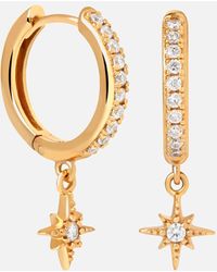 Astrid & Miyu - Crystal Star Gold-plated Hoop Earrings - Lyst