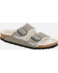 Birkenstock - Arizona Slim Fit Shearling Double Strap Sandals - Lyst