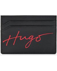 HUGO - Handwritten_s Logo Leather Card Holder - Lyst