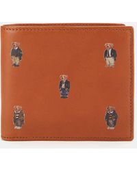 Polo Ralph Lauren Smooth Leather Bear Logo Wallet - Brown