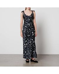 Damson Madder - Cleo Printed Satin Maxi Dress - Lyst