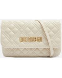 Love Moschino Quilted Chain Flap Cross Body Bag - Natural