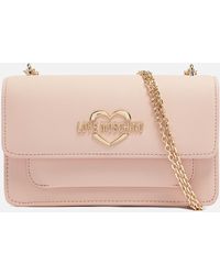 Love Moschino Heart Logo Flap Cross Body Bag - Pink