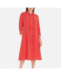 Tommy Hilfiger - Striped Cupro Midi Shirt Dress - Lyst