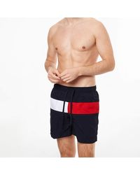 Tommy Hilfiger Big Flag Medium Length Drawstring Swimshorts - Red