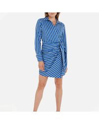 Tommy Hilfiger - Co Stripe Short Wrap Cotton Shirt Dress - Lyst