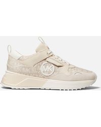 MICHAEL Michael Kors Theo Running-Style Leather and Canvas Trainers - Natur