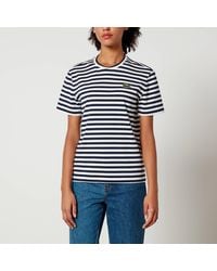 Lacoste - Striped Cotton-jersey T-shirt - Lyst