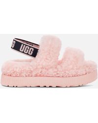 UGG Wool Cozetta Curly Graphic Slipper in Natural (Black) | Lyst
