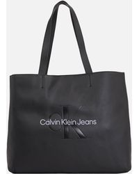 Calvin Klein - Faux Leather Sculpted Monogram Slim Tote Bag - Lyst