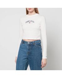 Tommy Hilfiger Cropped Essential Logo Cotton Top - White