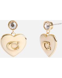 COACH - Heart Boxed Gold-tone Drop Earrings - Lyst