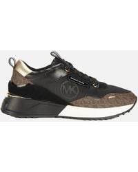 MICHAEL Michael Kors - Theo Monogram Leather And Canvas Trainers - Lyst