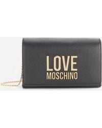 Love Moschino Womens Black Multicolor Logo Fashion Crossbody Bag Pouch