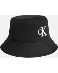 Calvin Klein Logo-embroidered Cotton Bucket Hat - Black