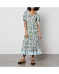 SZ Blockprints - Divya Floral-print Cotton-poplin Dress - Lyst