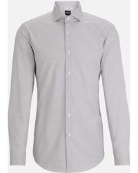 BOSS - H-hank Spread Collar Cotton-blend Long Sleeved Shirt - Lyst