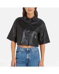 Calvin Klein - Boxy Faux Leather Overshirt - Lyst