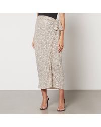 Never Fully Dressed - Jaspre Sequined Mesh Midi Skirt - Lyst