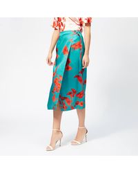 Ted Baker Lilyyy Fantasia Split Hem Midi Skirt - Blue