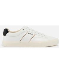 BOSS - Aiden Faux Leather Tennis Trainers - Lyst