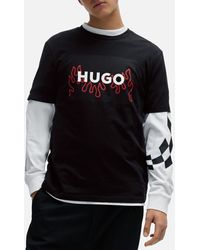 HUGO - Dulive_u241 Graphic Flame Cotton T-shirt - Lyst