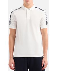 Armani Exchange - Tape Logo-print Cotton-piqué Polo Shirt - Lyst