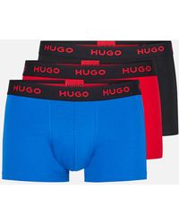 HUGO - Boss Logo Cotton-blend Trunks 3-pack - Lyst