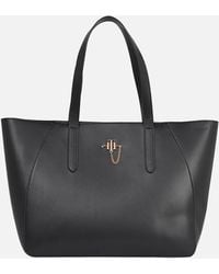 Tommy Hilfiger Chain Faux Leather Tote Bag - Black