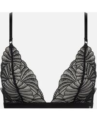 Calvin Klein - Sheer Embroidered Stretch-lace Unlined Triangle Bra - Lyst