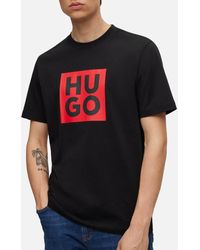 HUGO - Daltor Large Badge Cotton-jersey T-shirt - Lyst