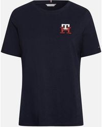 Tommy Hilfiger Embroidered Logo Cotton T-Shirt - Blau