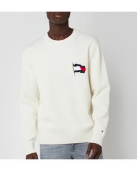 Tommy Hilfiger Cotton Half Zip Knit Jumper in White for Men - Lyst