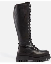Steve Madden - Carina Leather Lace Up Knee High Boots - Lyst