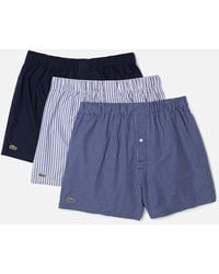 Lacoste - 3 Pack Woven Cotton Boxer Shorts - Lyst