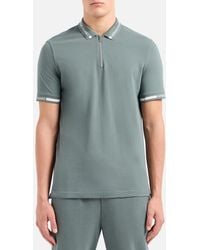 Armani Exchange - Zip Neck Cotton Polo Shirt - Lyst
