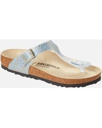 Birkenstock - Gizeh Slim Fit Shiny Python Toe Post Sandals - Lyst