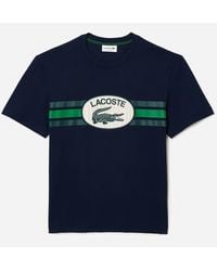 Lacoste - Monogram Cotton-jersey T-shirt - Lyst