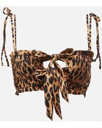 Damson Madder - Lexie Leopard Shirred Bikini Top - Lyst