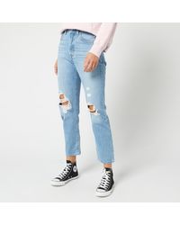 Levi's 501 Crop Distressed Jeans - Blue