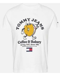 Tommy Hilfiger Designer Print Recycled Cotton-Jersey T-Shirt - Weiß