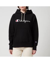 Champion Large Logo Hooded Sweatshirt - Black