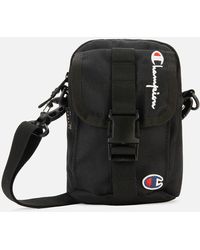 Champion Buckle Front Adjustable Strap Crossbody Bag - Black